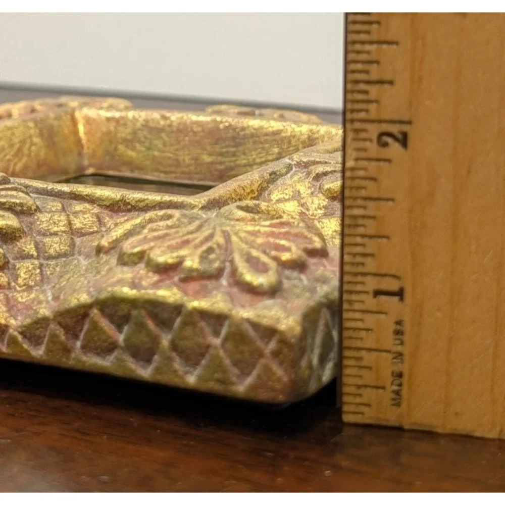 Vintage Ornate Gold Tone Tabletop or Wall Mirror Baroque Floral Scroll 7